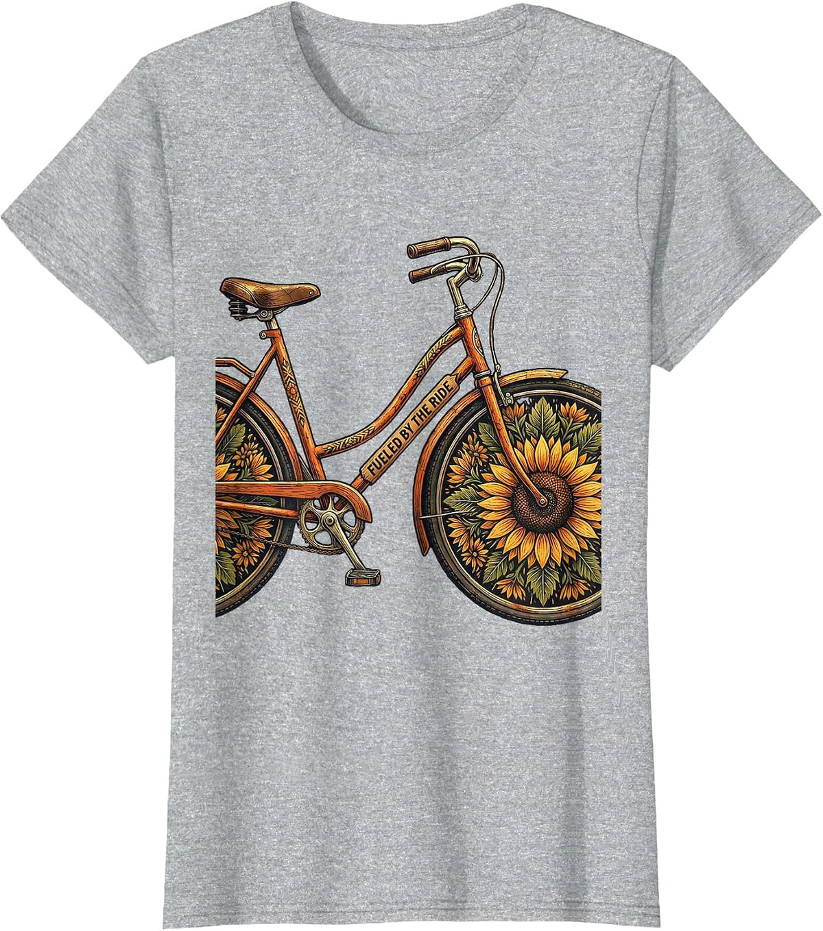 Women's Fueled by the Ride Cycling Bike Design T-Shirt - Heather Grey