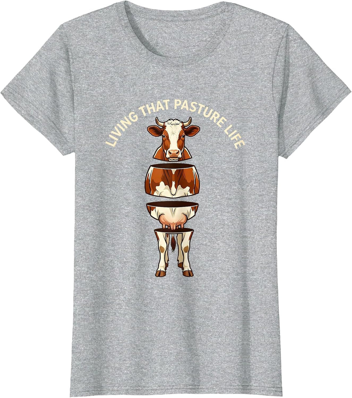 Living That Pasture Life Cow Lover Design T-Shirt - Heather Grey