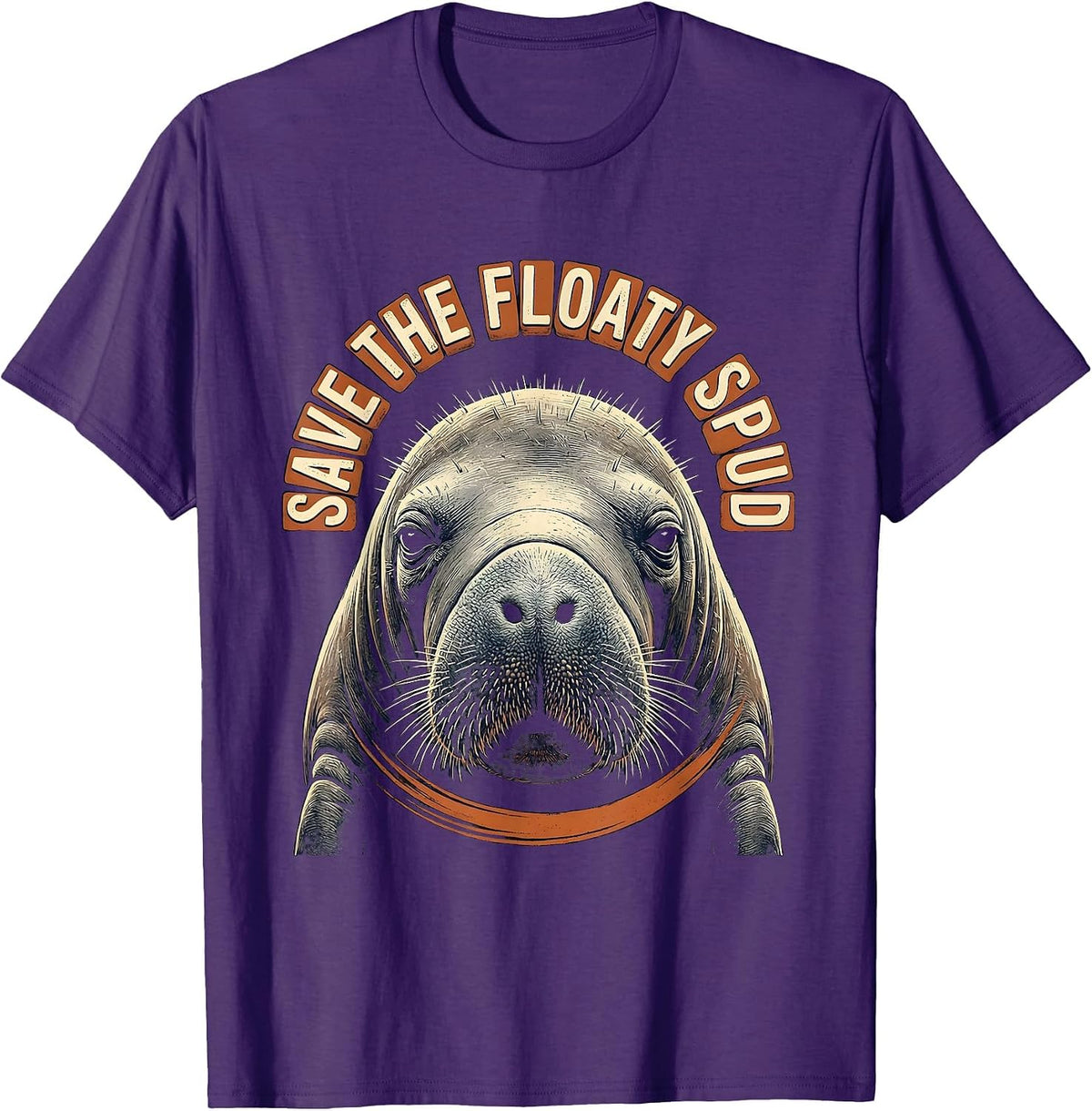 Save The Floaty Spud Funny Manatee Lover Animal Humor T-Shirt - Purple