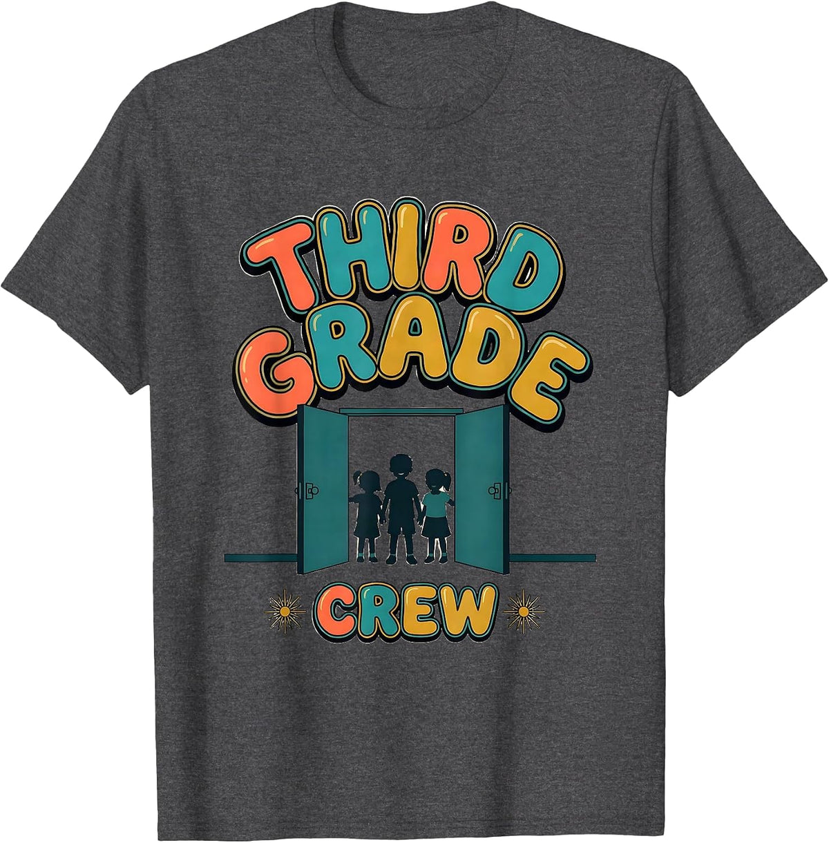 Men's Third Grade Crew Funny Teacher First Day Of School Gift T-Shirt - Dark Heather Grey