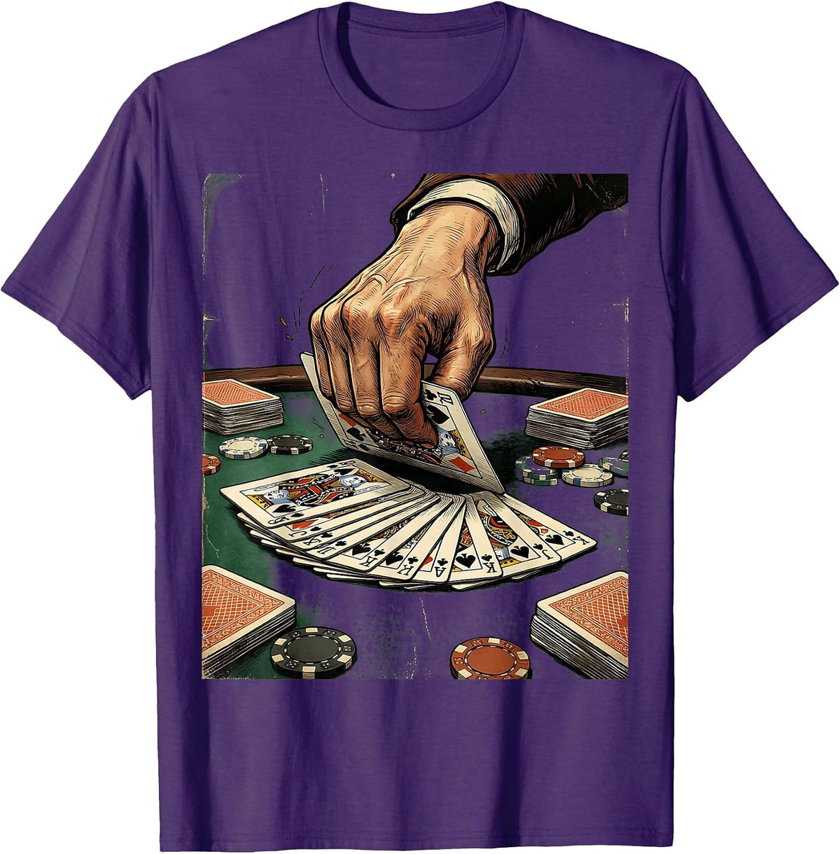 My Wife Beats Me Card Game Graphic Tee T-Shirt - Purple
