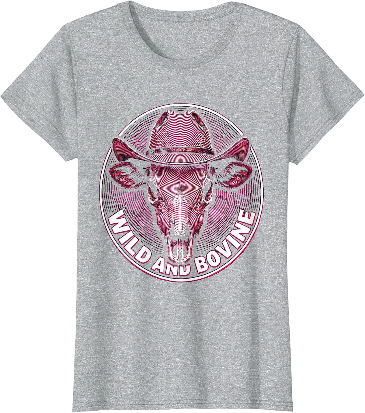Women's Wild and Bovine Cow Lover Graphic Design T-Shirt - Heather Grey