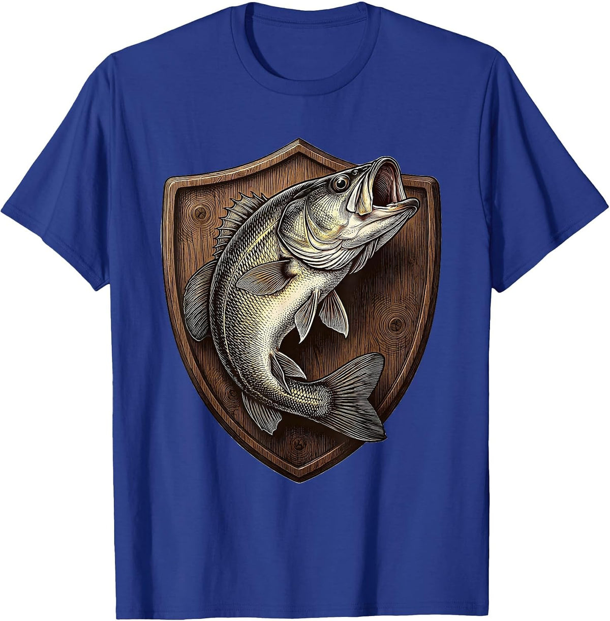 Men's Trophy Bass Mounted Plaque Fishing Graphic T-Shirt - Royal Blue