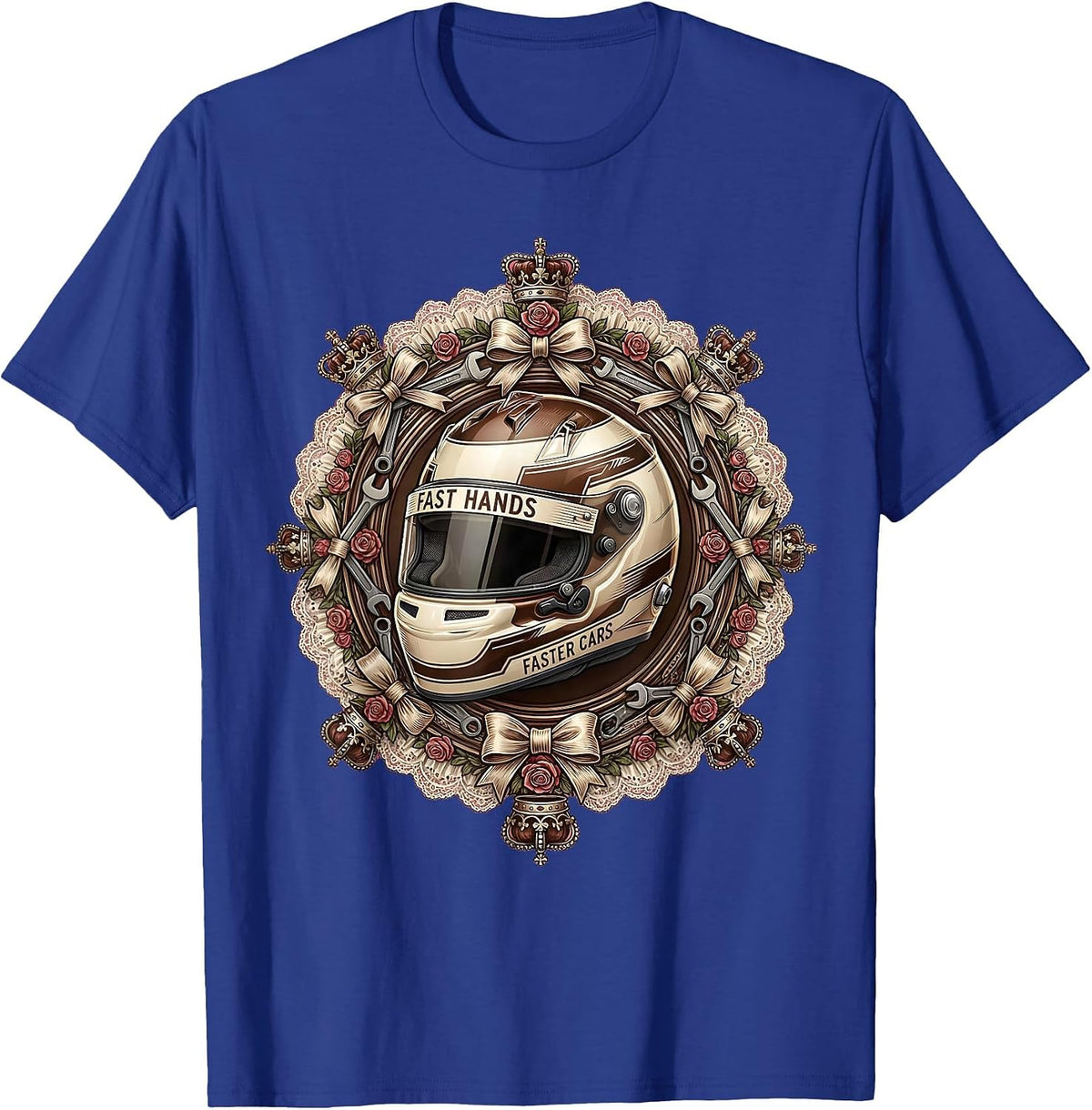 Fast Hands Faster Cars Pit Crew Racing Design T-Shirt - Royal Blue