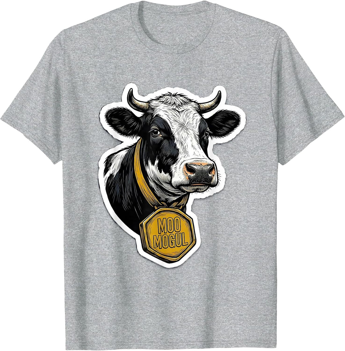 Men's Moo Mogul Funny Farm Animal Photo Humor Cow Lover T-Shirt - Heather Grey