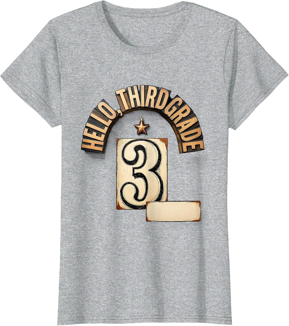 Women's Hello, Third Grade Cute Elementary Teacher Back To School T-Shirt - Heather Grey