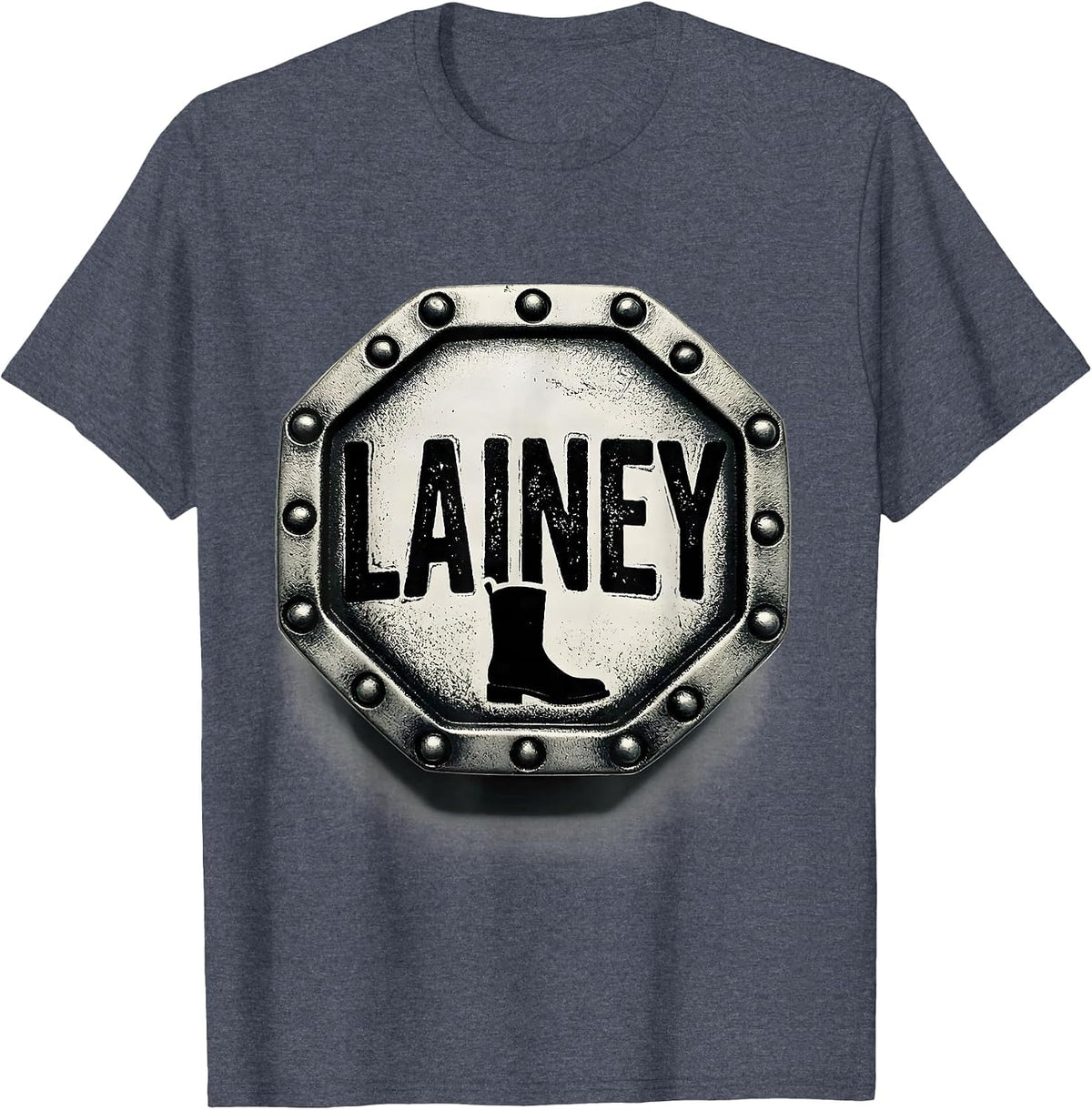 Lainey Rubber Stamp Western Cowgirl Name Gift for Girls T-Shirt - Heather Blue