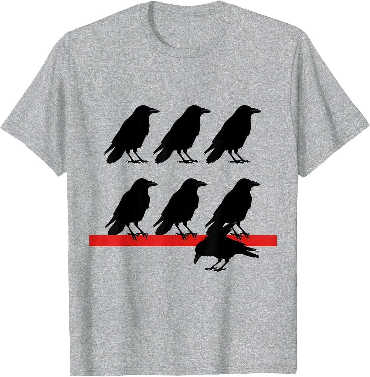 Men's Six Crow Silhouettes Dark Humor Bird Lover Gothic T-Shirt - Heather Grey