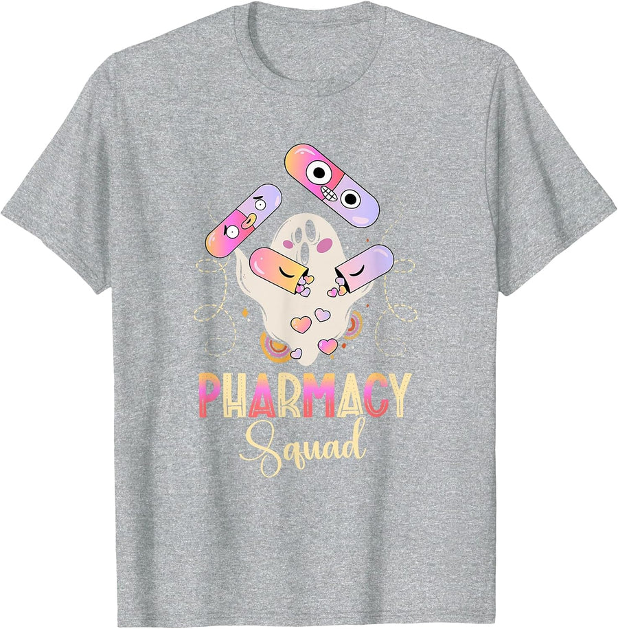 Funny Pills Pharmacist Costume Halloween Pharmacy Squad T-Shirt - Heather Grey