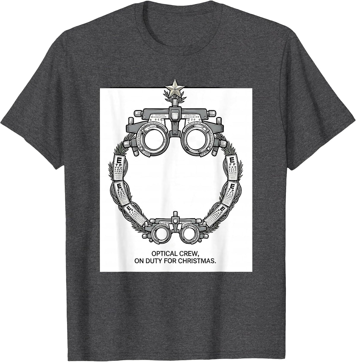 Men's Optical Crew On Duty For Christmas Funny Optometrist Eye T-Shirt - Dark Heather Grey