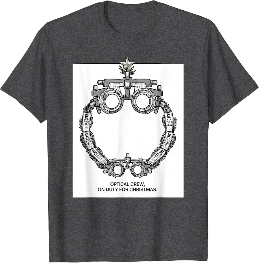 Men's Optical Crew On Duty For Christmas Funny Optometrist Eye T-Shirt - Dark Heather Grey