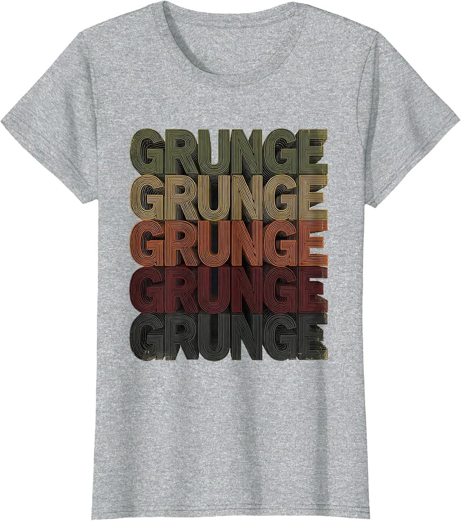 GRUNGE Vintage Music Band Name Love Heart Grunge T-Shirt - Heather Grey