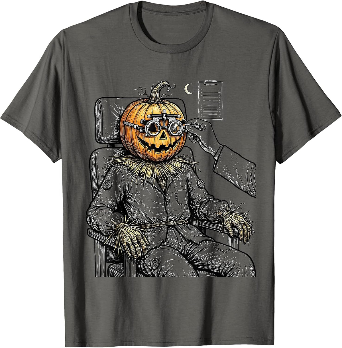 Men's Scarecrow Eye Doctor Halloween Optometry Humor T-Shirt - Asphalt Grey
