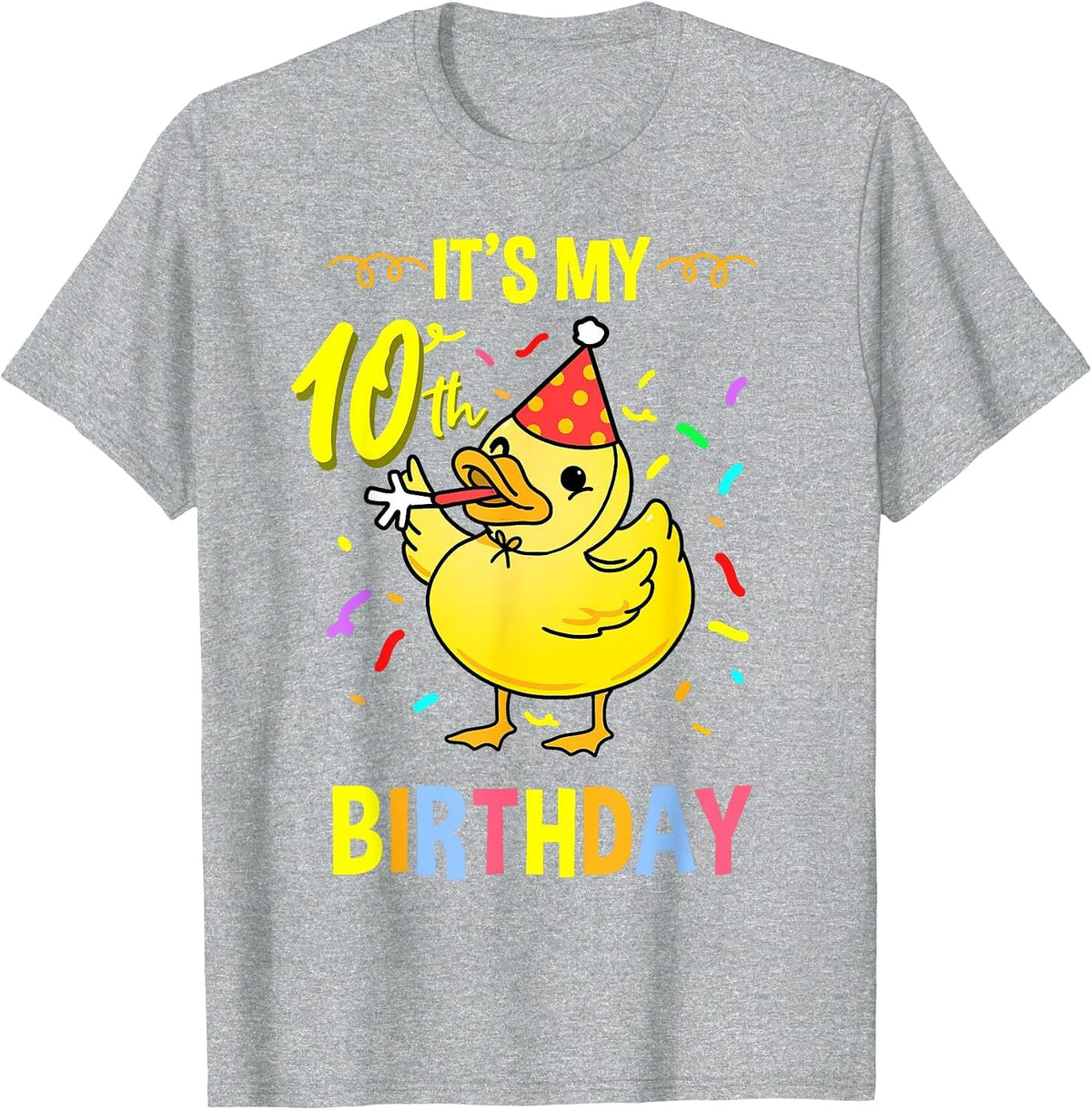 Its My 10th Birthday Duck T-Shirt - Heather Grey