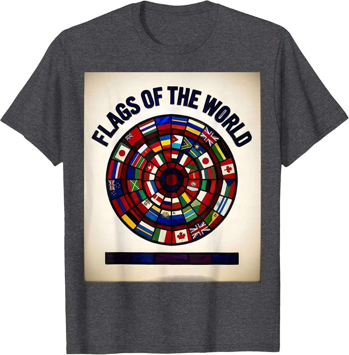 Men's Flags Of The World Stained Glass Mosaic Geography Lover Gift T-Shirt - Dark Heather Grey