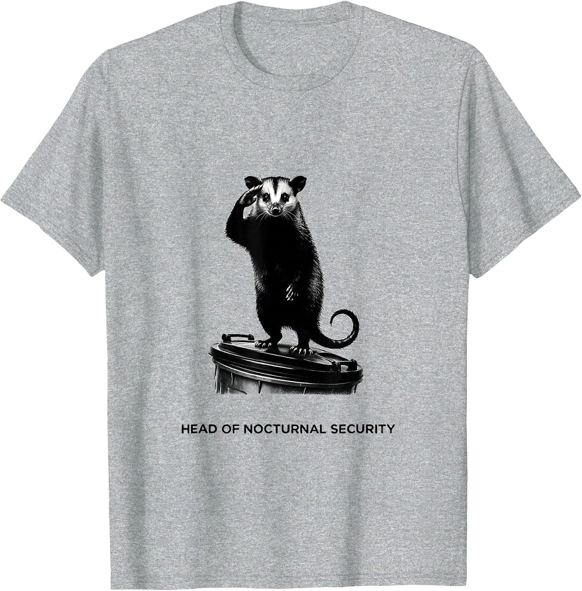 Men's Head Of Nocturnal Security Funny Opossum Meme Humor T-Shirt - Heather Grey