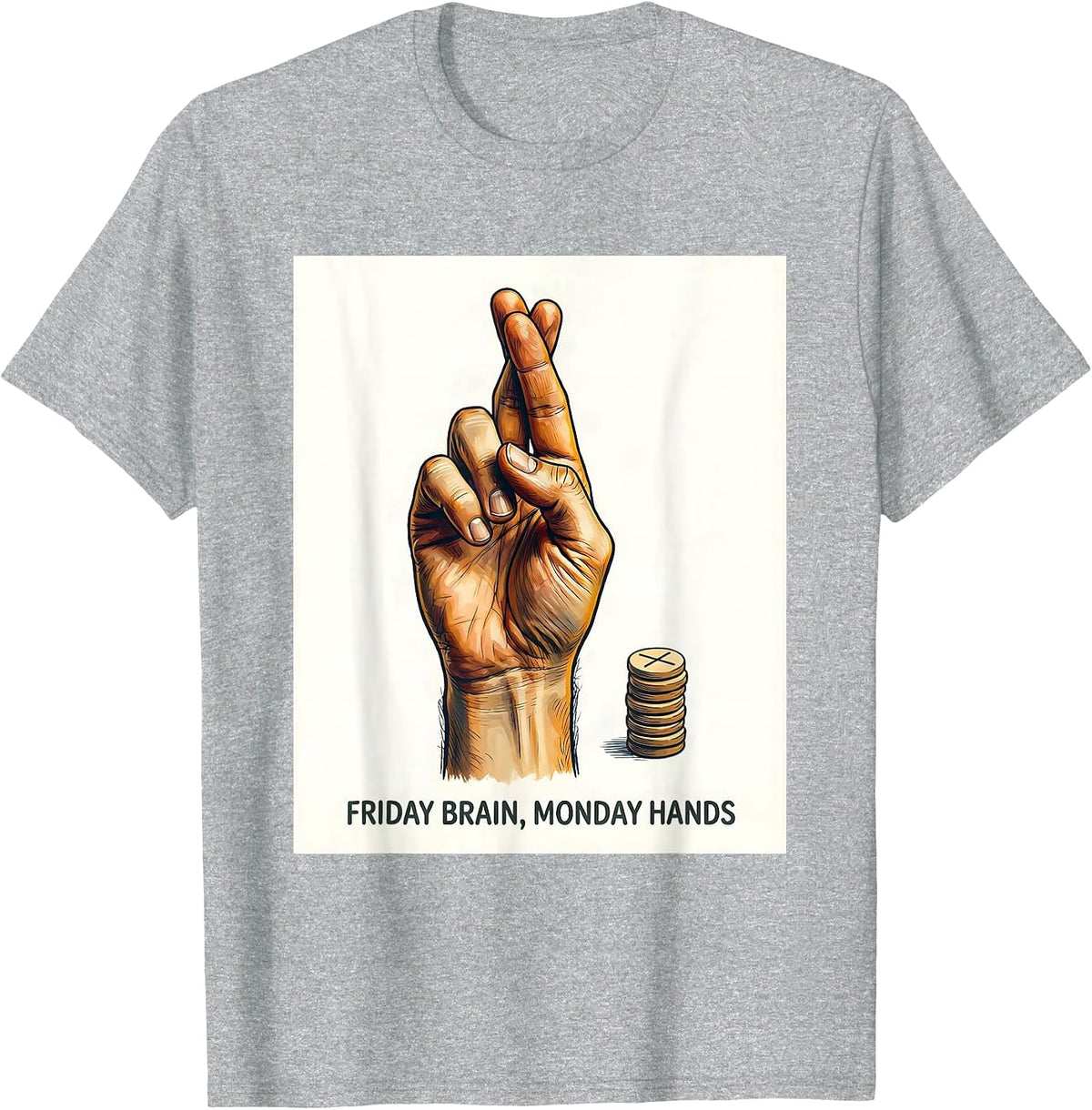 Men's Friday Brain Monday Hands ASL Teacher Deaf Awareness T-Shirt - Heather Grey
