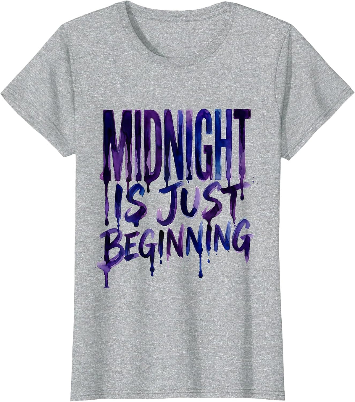 Midnight Is Just Beginning Rave Graphic Design T-Shirt - Heather Grey
