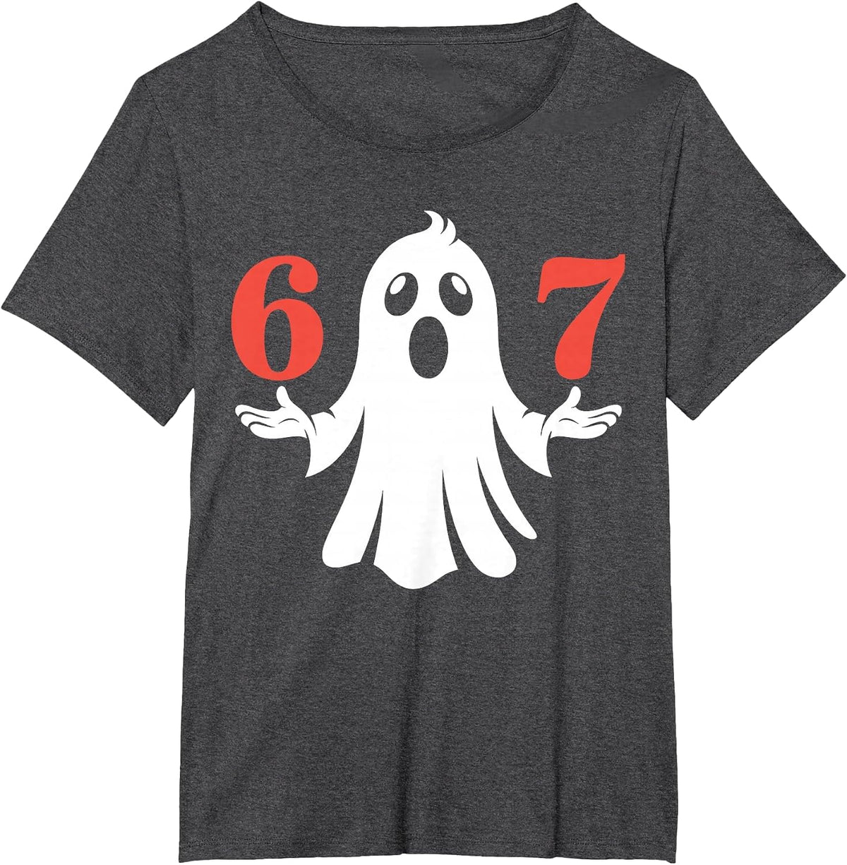 Six Seven Meme 6 7 Halloween Ghost Costume T-Shirt - Dark Heather Grey