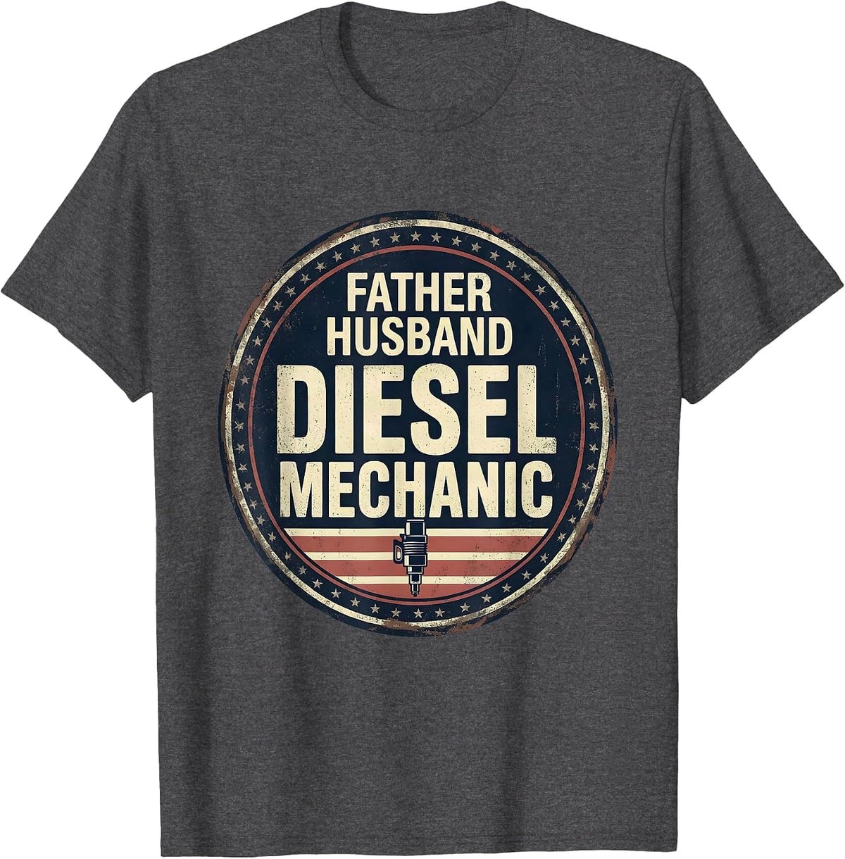 Men's Father Husband Diesel Mechanic Patriotic Mechanic Gift T-Shirt - Dark Heather Grey