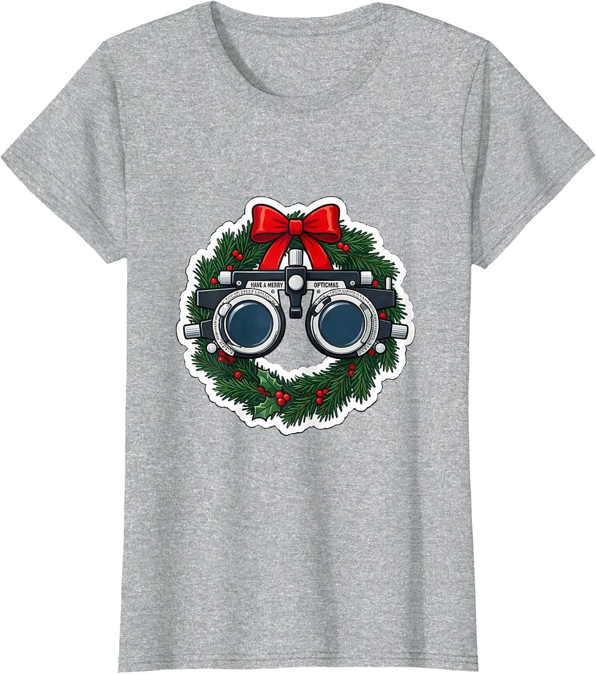 Have A Merry Opticmas Funny Optometrist Christmas Eyewear T-Shirt - Heather Grey