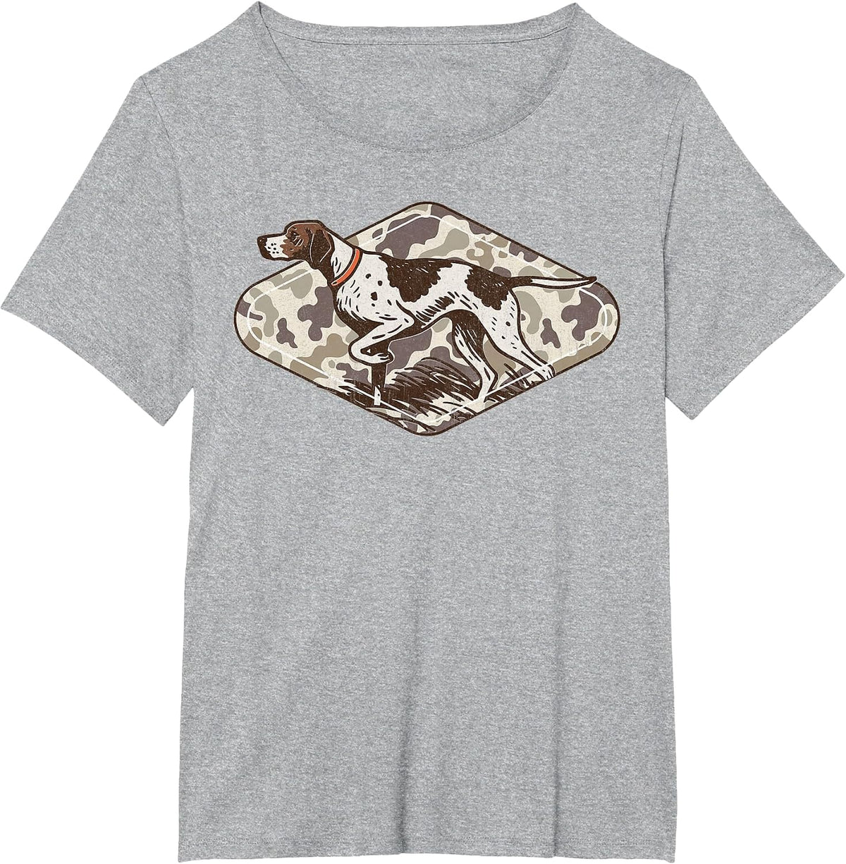 Vintage Bird Hunting Dog Pointer Fall Camo Duck Season T-Shirt - Heather Grey