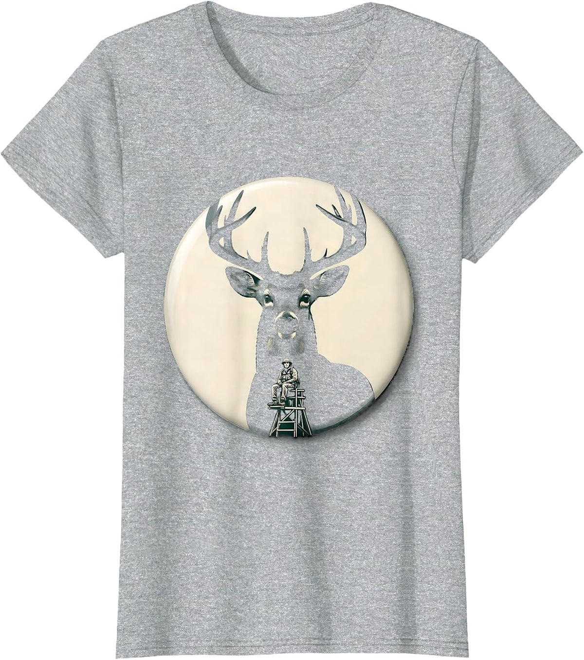 Women's Sealed Buck Hunter Badge Silhouette Camo Dad Gift T-Shirt - Heather Grey