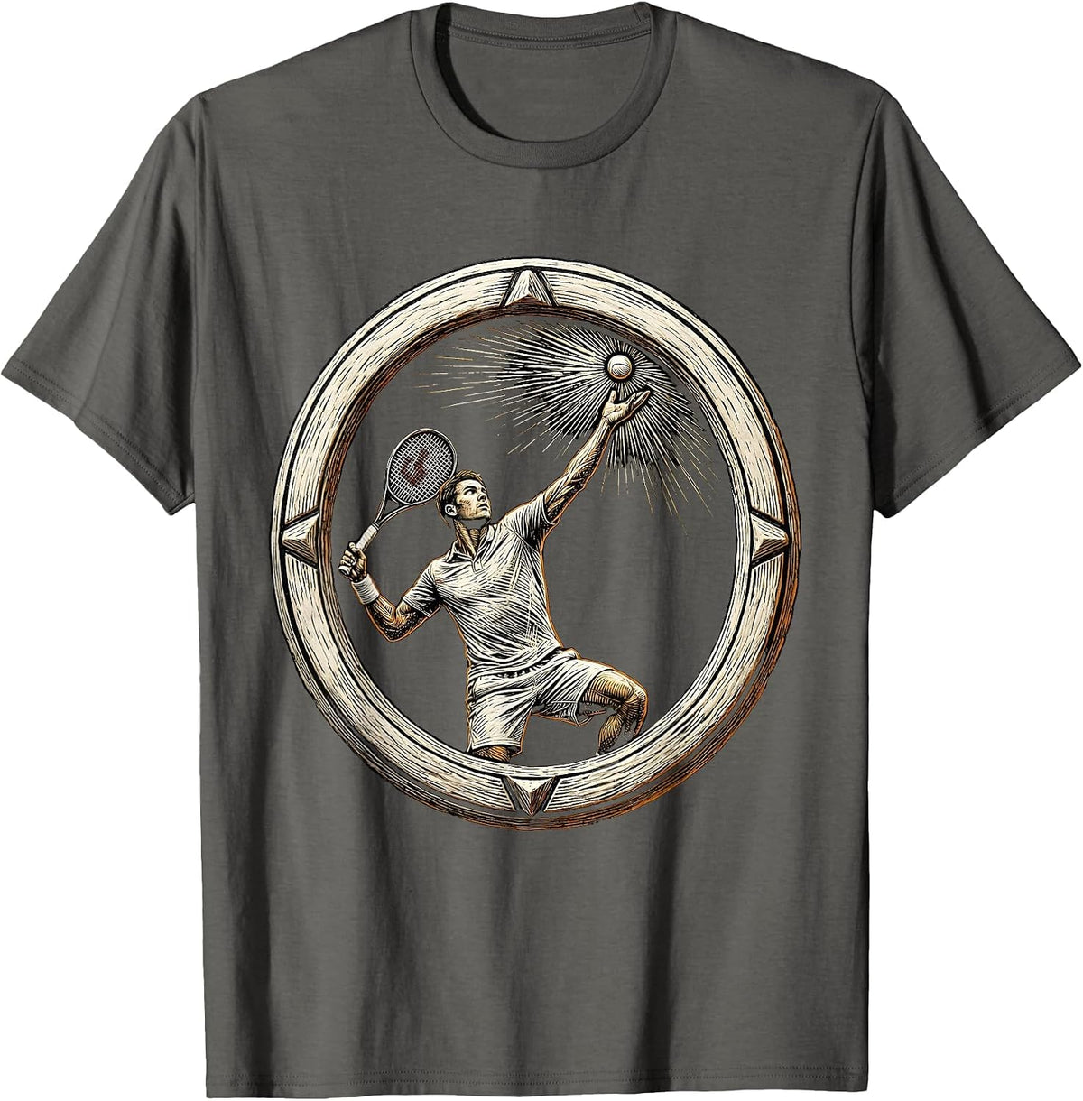 Tennis Serve Toss Graphic Design T-Shirt - Asphalt Grey