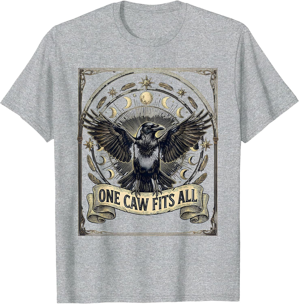 Men's One Caw Fits All Funny Crow Bird Design T-Shirt - Heather Grey