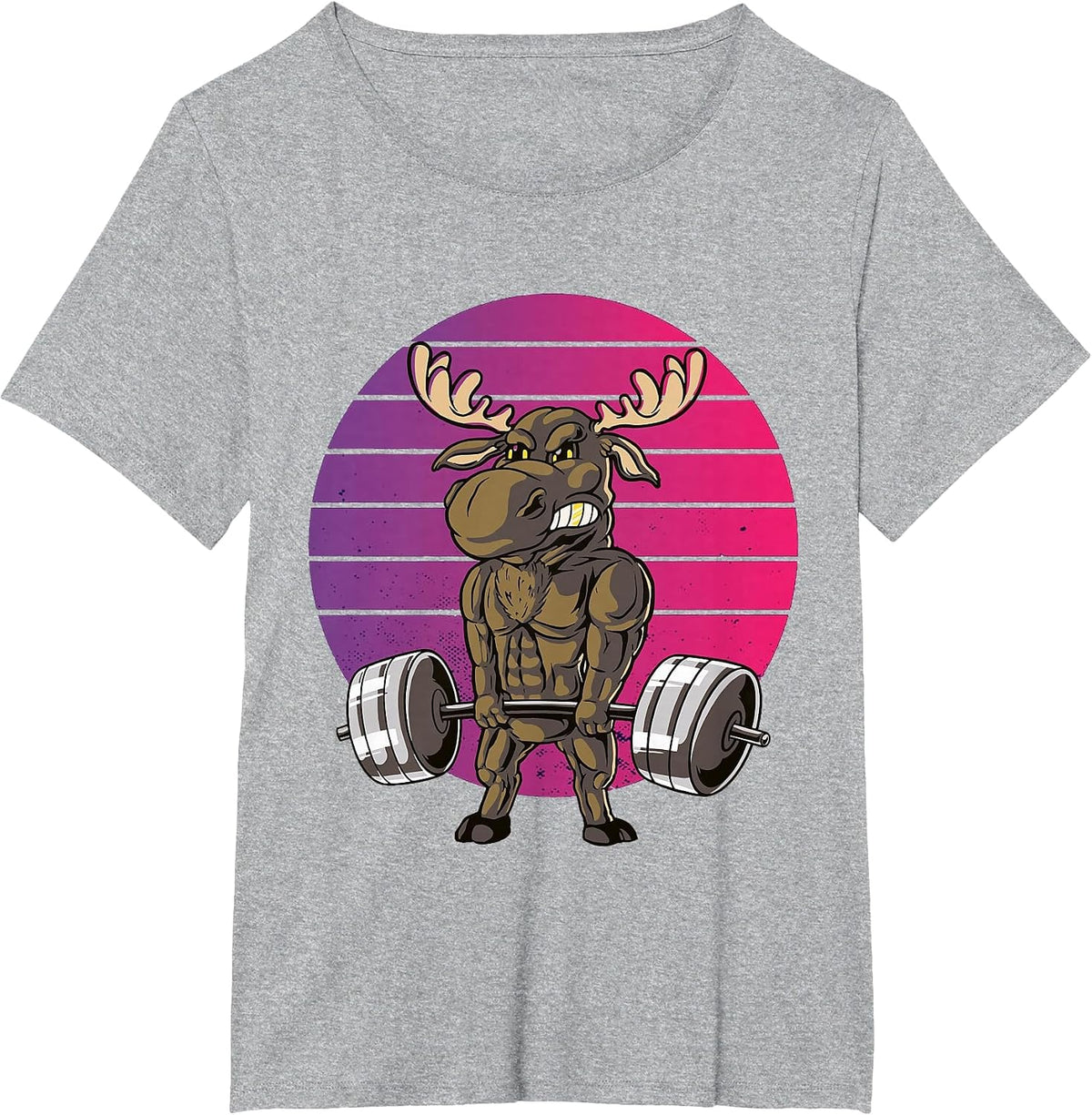Funny Deadlift Moose Weightlifting Gym Humor Wild Animals T-Shirt - Heather Grey