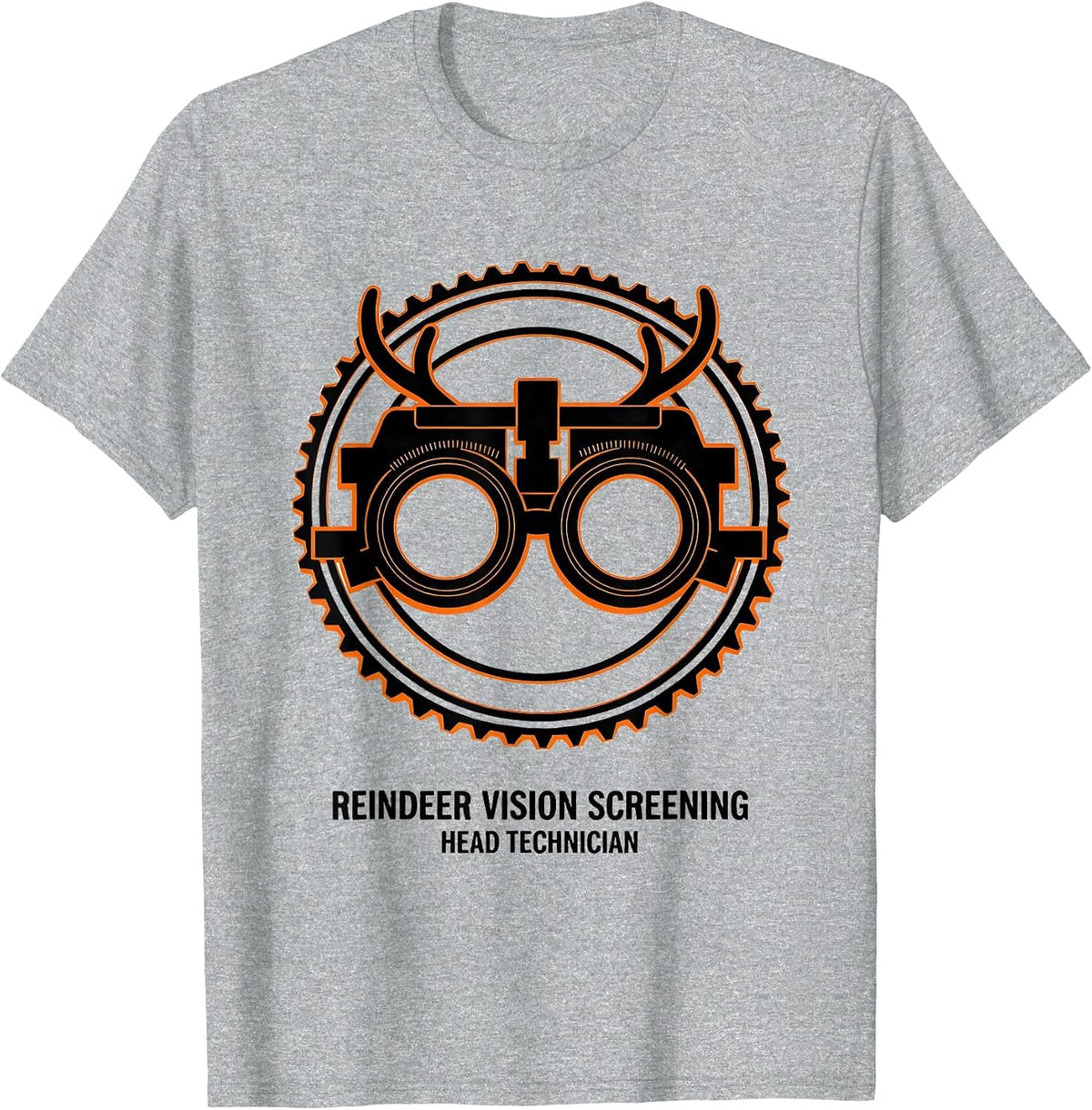 Men's Reindeer Vision Screening, Head Technician Optometrist T-Shirt - Heather Grey