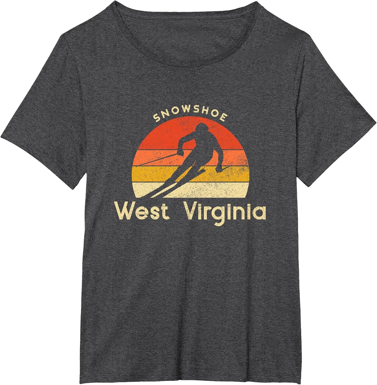Vintage Ski Snowshoe West Virginia Mountain T-Shirt - Dark Heather Grey