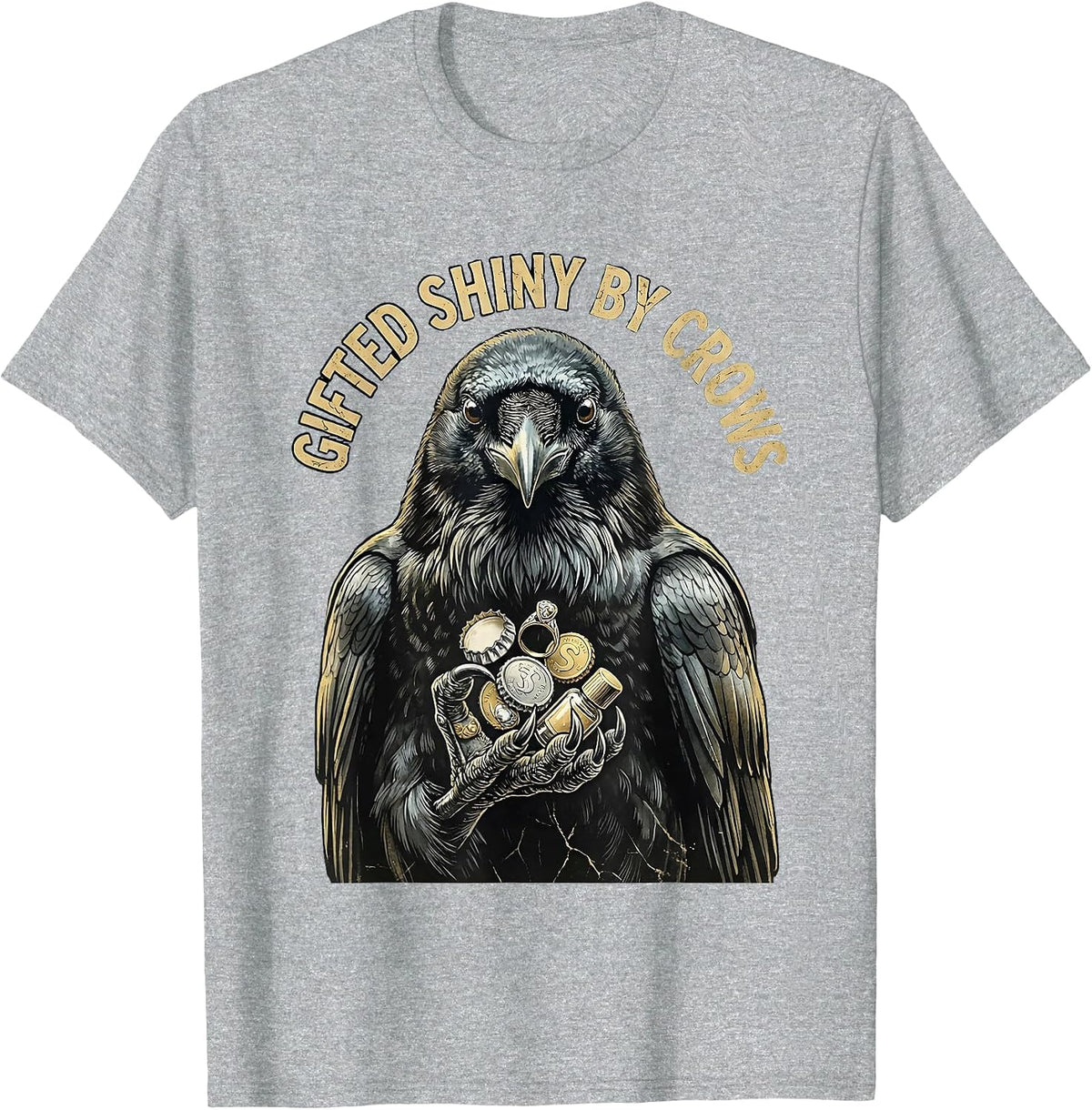 Men's Gifted Shiny By Crows Funny Bird Lover Design T-Shirt - Heather Grey