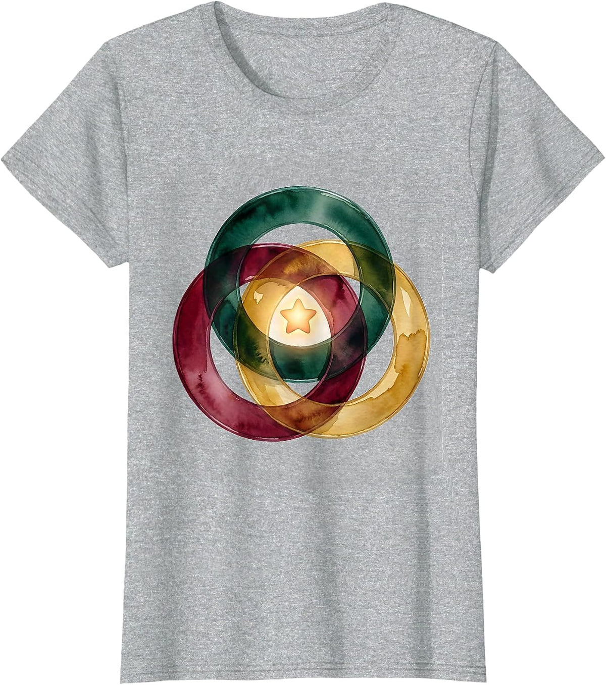 Trial-Lens Wreath Watercolor Optometrist Christmas Humor T-Shirt - Heather Grey