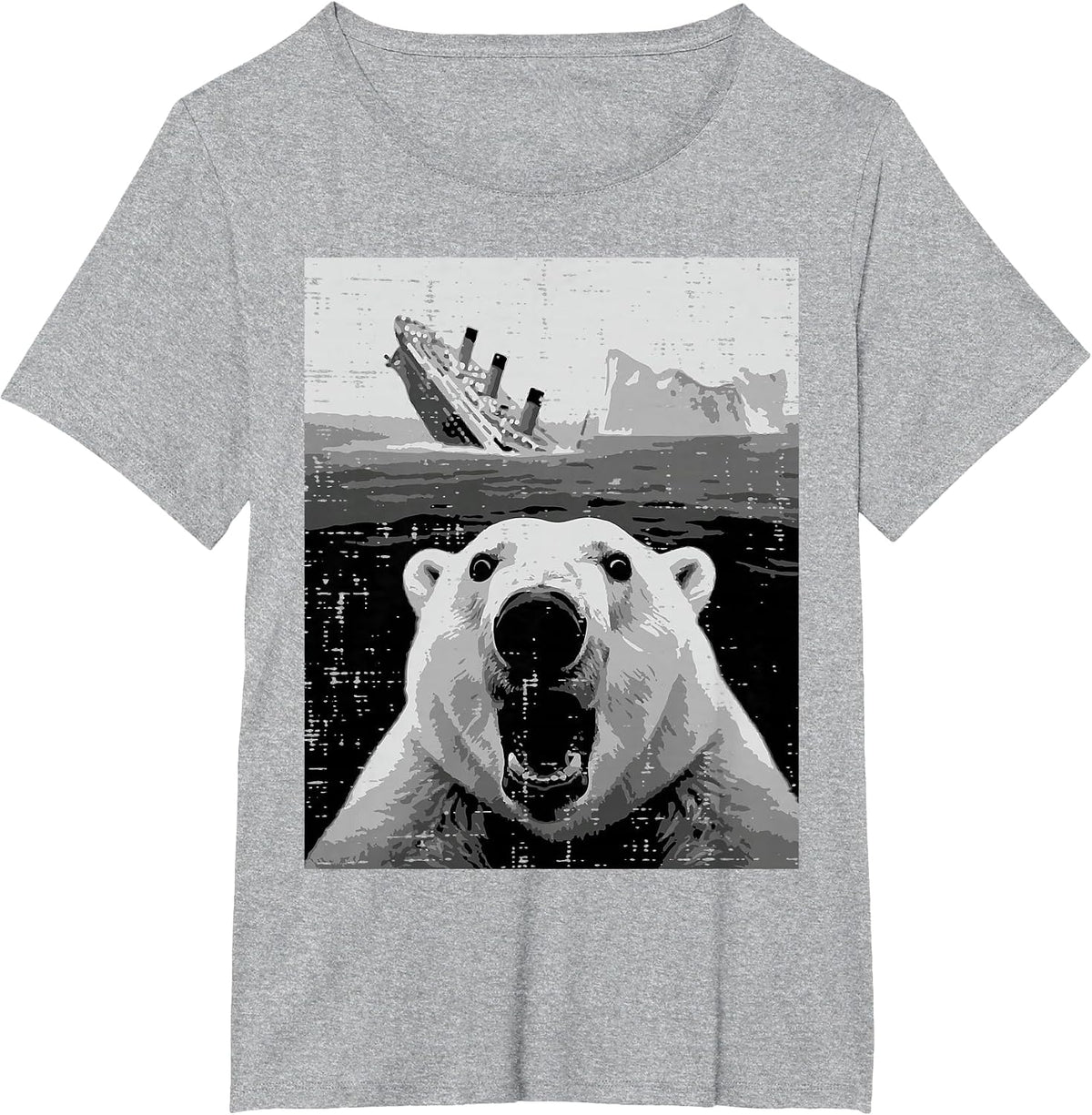 Polar Bear Sinking Titanic Selfie Funny Meme Men Women Kids T-Shirt - Heather Grey