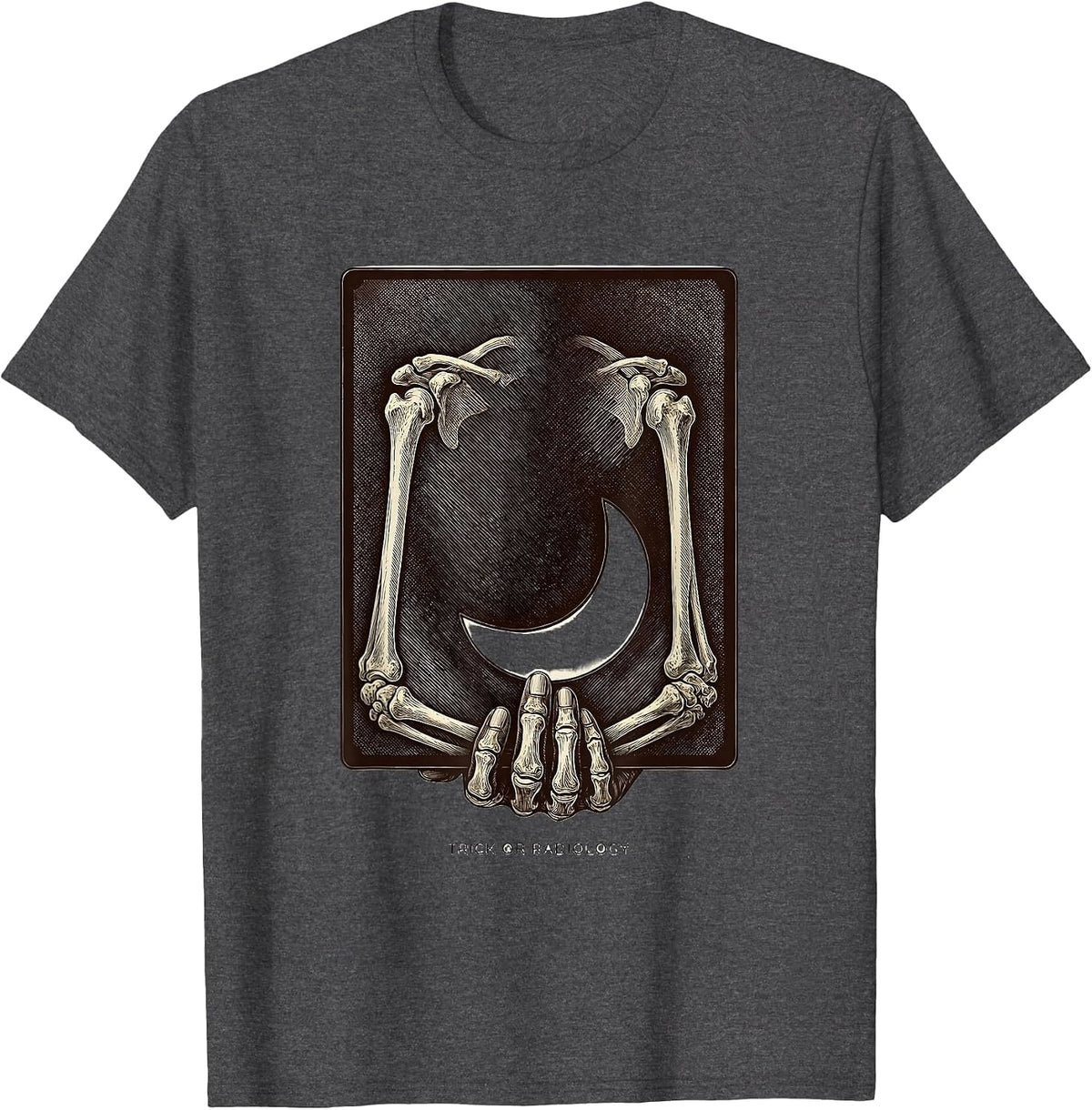 Trick Or Radiology Funny Radiology Tech Halloween Workplace T-Shirt - Dark Heather Grey