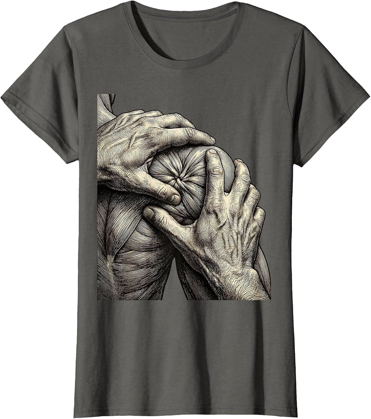 Women's Physical Therapy Knotted Muscle Massage Graphic T-Shirt - Asphalt Grey