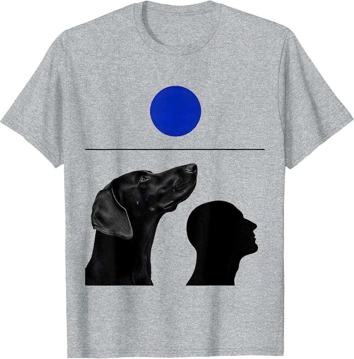 Men's Weimaraner Howling to The Moon Vintage Mystical Dog T-Shirt - Heather Grey