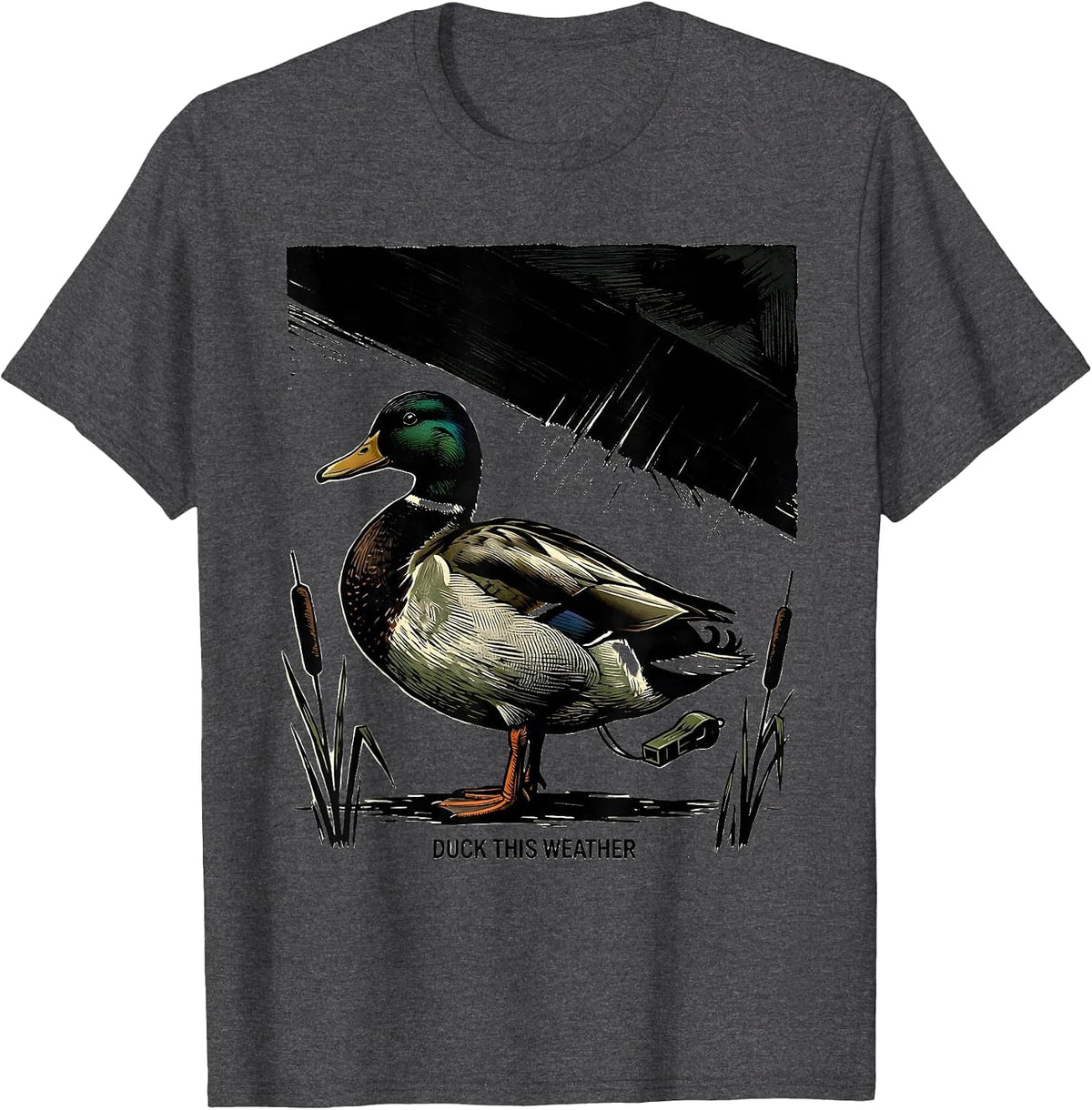 Duck This Weather Funny Duck Hunter Hunting Dad Humor T-Shirt - Dark Heather Grey