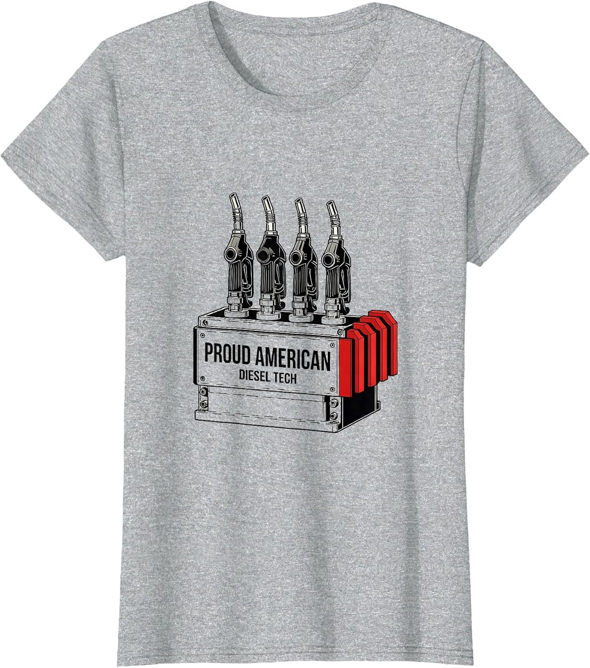 Proud American Diesel Tech Patriotic Diesel Tech Oilfield T-Shirt - Heather Grey