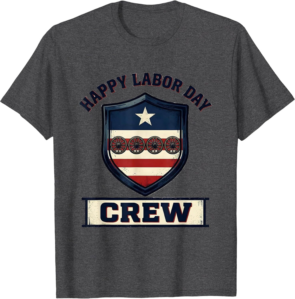 Men's Happy Labor Day Crew Patriotic Americana Labor Day Gift T-Shirt - Dark Heather Grey