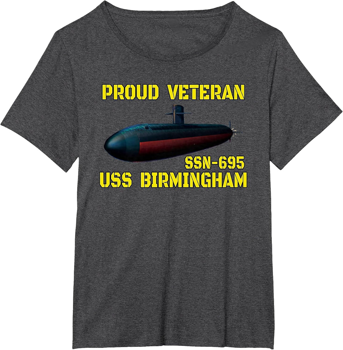 USS Birmingham SSN-695 Submarine Veterans Day Father Grandpa T-Shirt - Dark Heather Grey