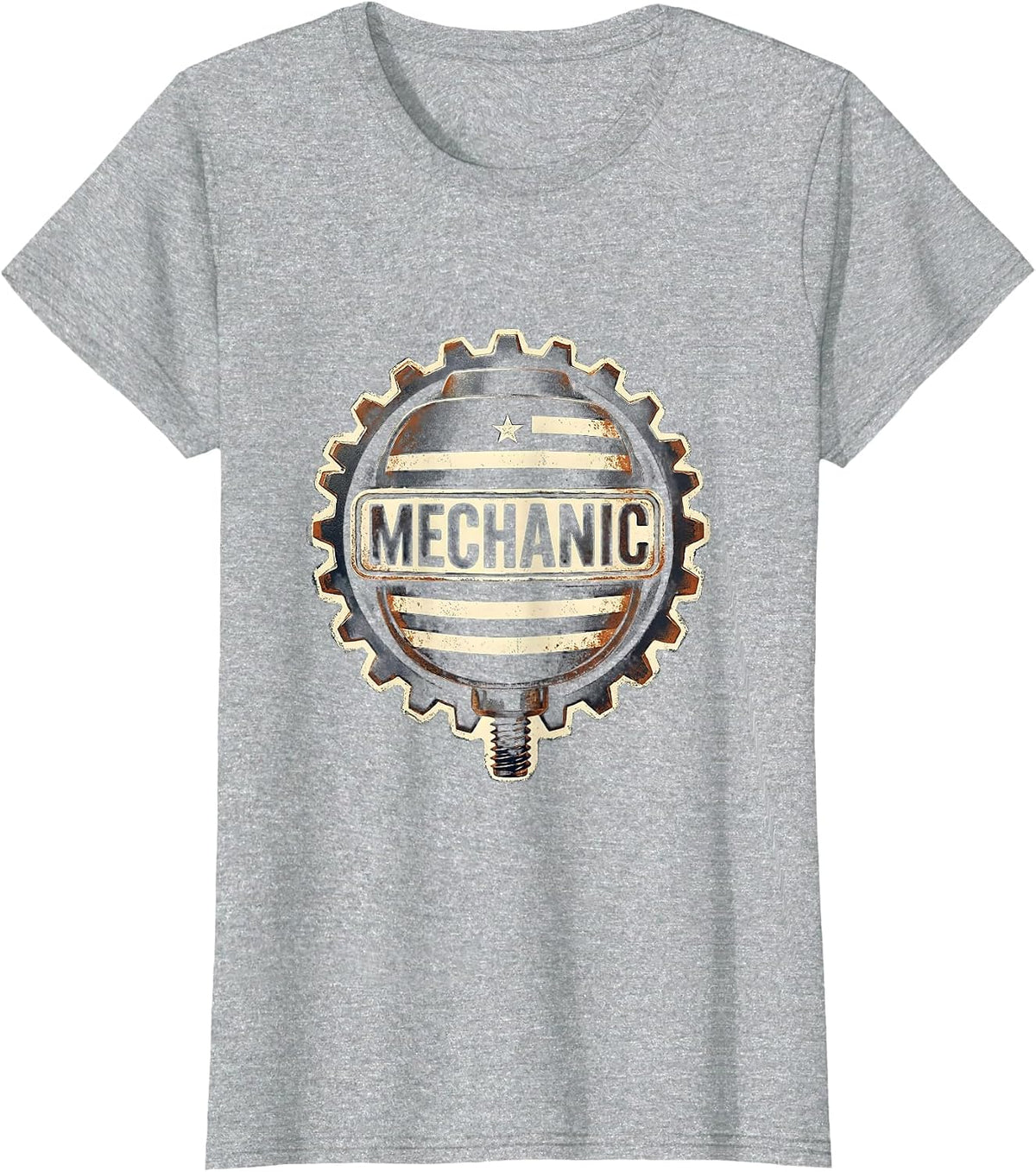Mechanic Rubber Stamp American Flag Oilfield Worker Gift T-Shirt - Heather Grey