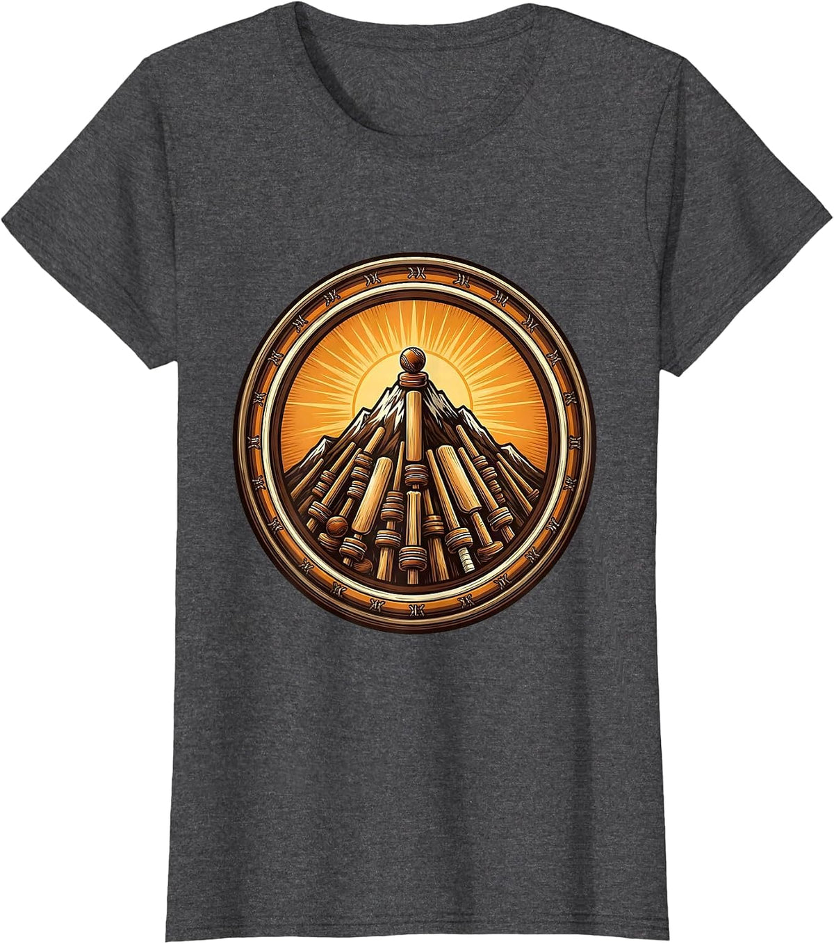 Women's Cricket Stumps Mountain Peak Inspirational Design T-Shirt - Dark Heather Grey