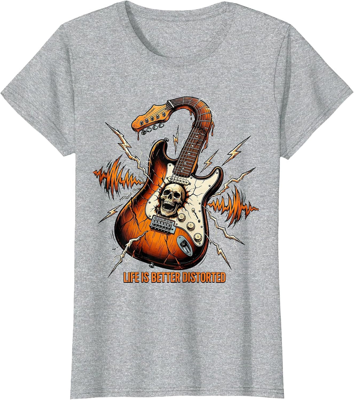 Women's Life Is Better Distorted Heavy Metal Design T-Shirt - Heather Grey