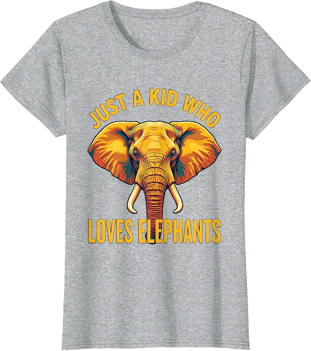 Just A Kid Who Loves Elephants Cute Elephant Lover Wildlife T-Shirt - Heather Grey