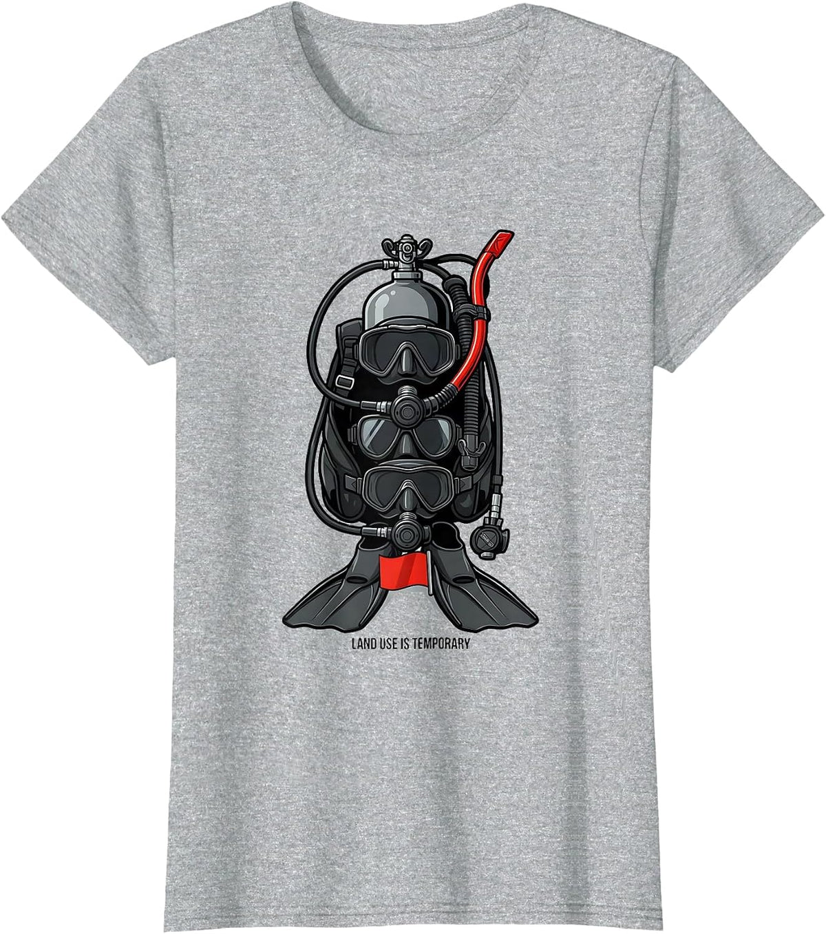 Women's Land Use Is Temporary Funny Scuba Diver Ocean Humor Gift T-Shirt - Heather Grey