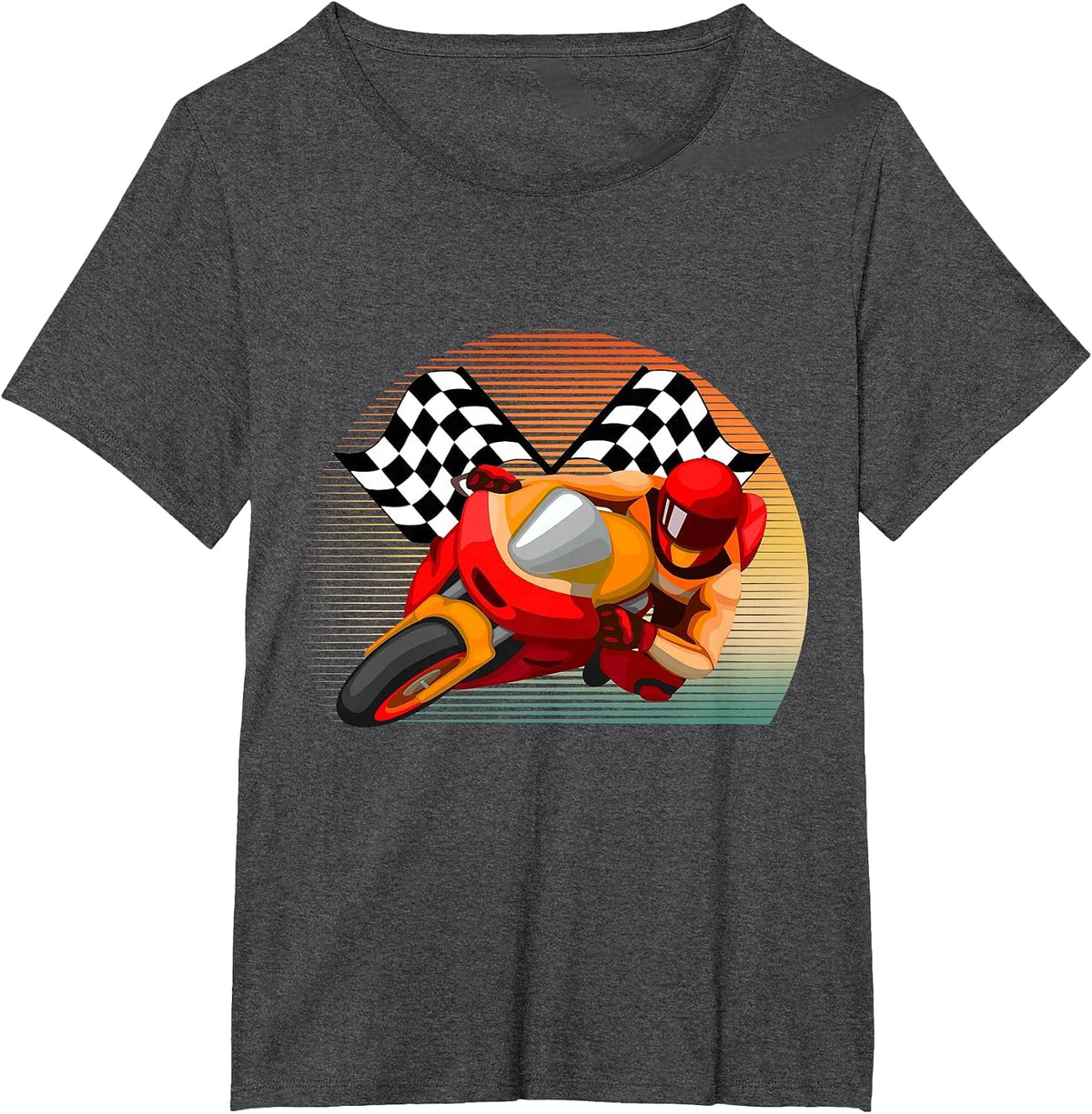Vintage Retro Style Motorbike Moto GP Sport Racing Fan T-Shirt - Dark Heather Grey
