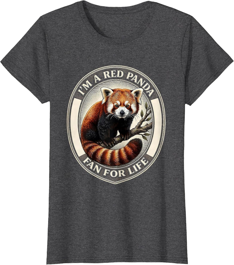 Women's I'm A Red Panda Fan For Life Cute Red Panda Lover Gift T-Shirt - Dark Heather Grey