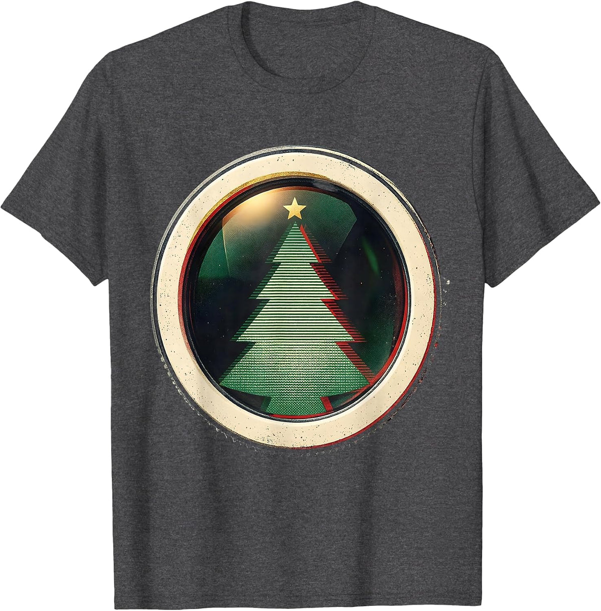 Men's Christmas Tree Eye Lens Optometrist Humor Workwear T-Shirt - Dark Heather Grey